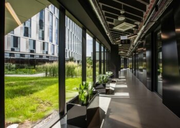 V. Office - ekologiczny budynek, widok wnętrza