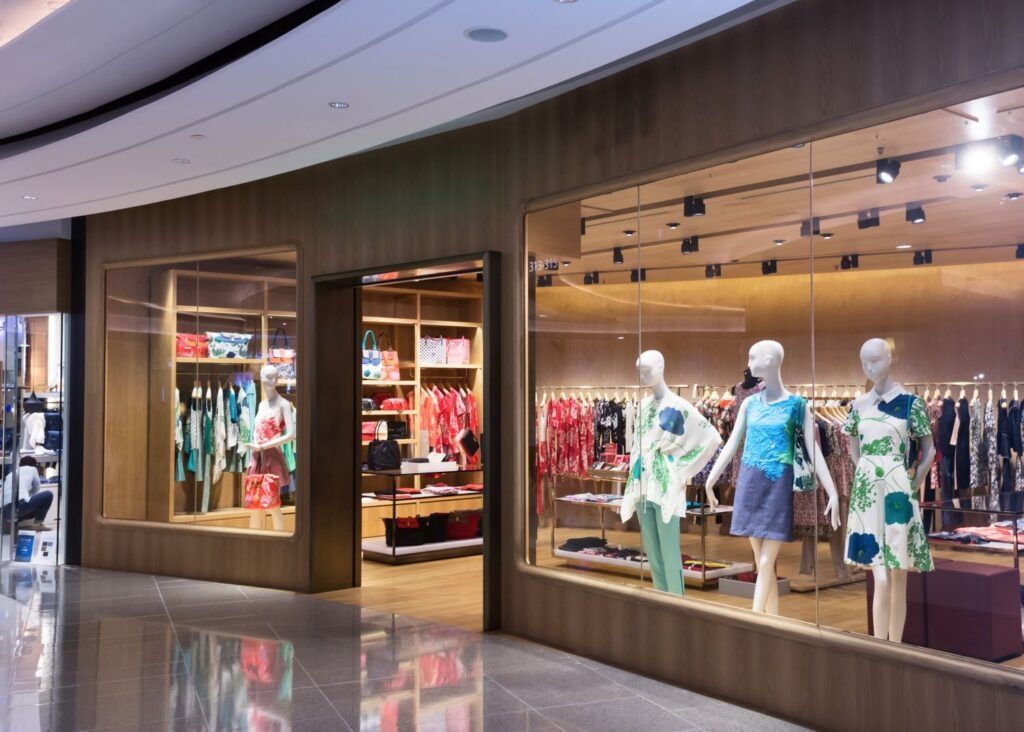 Badanie na temat drugiego obiegu ubrań, sklep w centrum handlowym