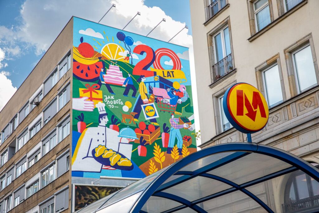 Lidl maluje 6 antysmogowych murali, mural z okazji 20-lecia Lidl